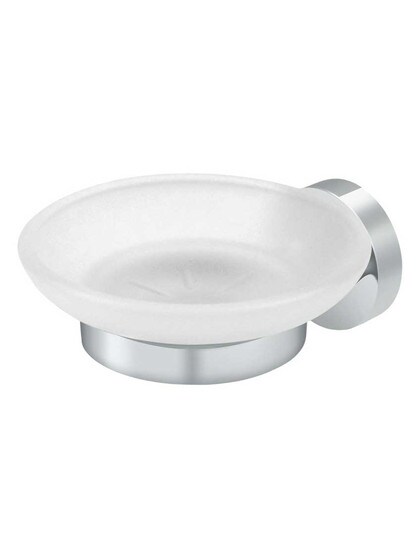 Sobe Soap Holder with Frosted-Glass Dish in Polished Chrome.